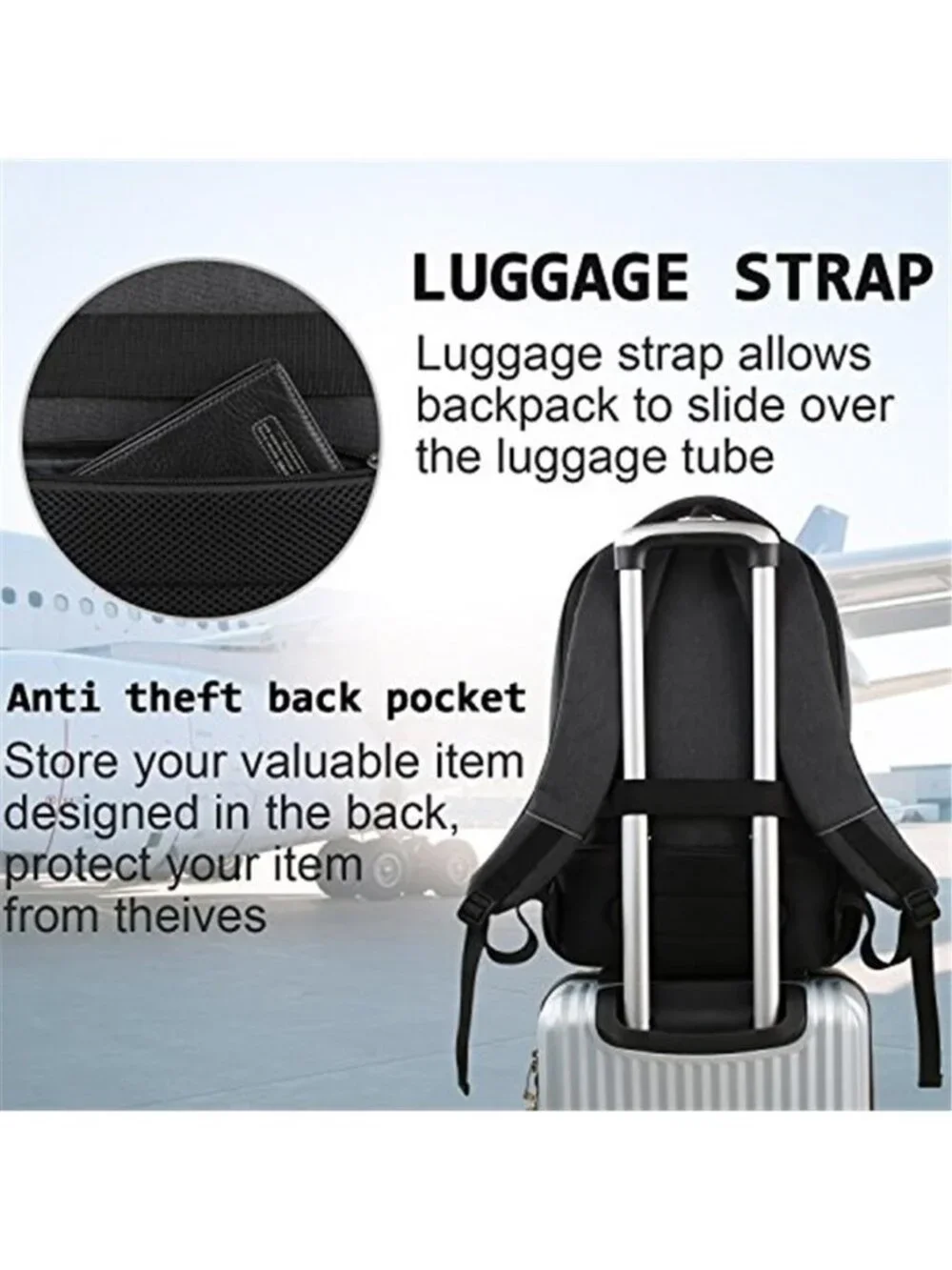 Laptop Backpack 15.6 Travel Business School Bookbag Water Resistant USB Bag